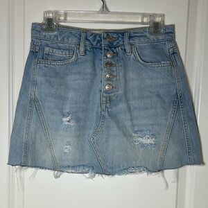 Free People Light Blue Jean Short Skirt Denim Button Fly Size 25